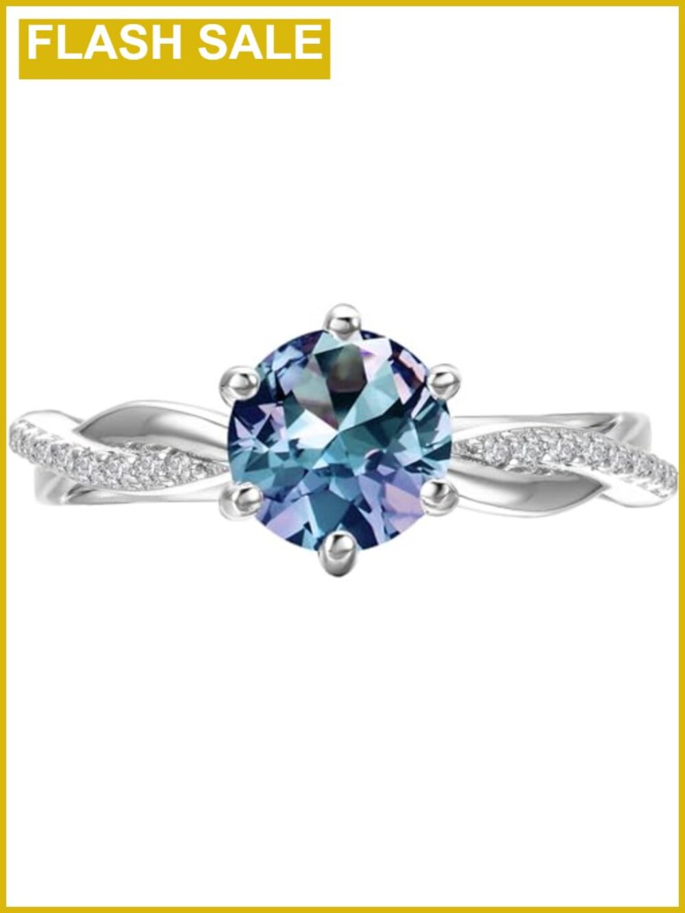 Lab Created Alexandrite Halo Engagement Ring 925 Sterling Silver